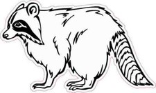 5in x 3in Black and White Raccoon Vinyl Sticker Car Truck Vehicle Bumper Decal