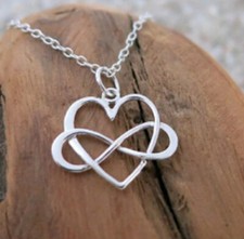 Silver Plated Infinity Love Heart Open Pendant Necklace Chain v2 UK Shop