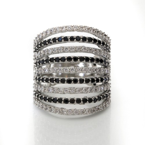 Umwerfend Cubic Zirkonia Nine Line Riesiges Hochzeit Damen Ring Variant Color - Bild 65 von 129