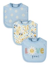 Gerber baby 3bibs Blue  love you  Flowers