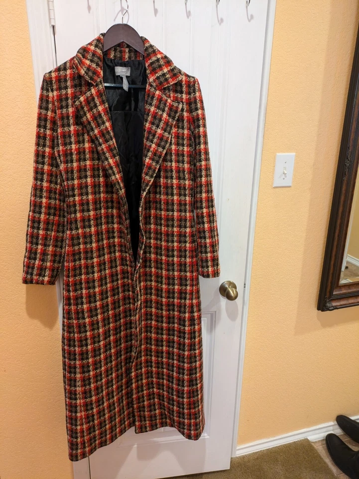 Abrigo de mujer Old Navy tartán rojo a cuadros tallas M Foto 4 de 4