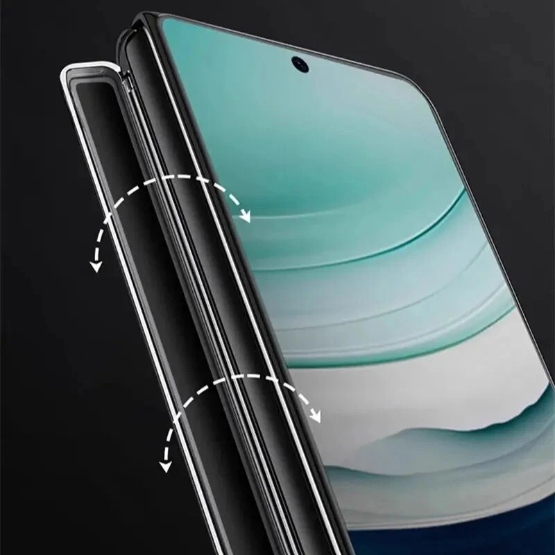 Genuine Leather Glossy PC Case For Huawei Mate X6 X5 Flip Hinge Cover Glass Film - Image 4 of 4