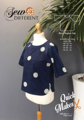 Nähen Sie verschiedene Schnittmuster Boxy Raglan Tops UK Größen: 8 - 26