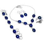 Lapis Lazuli Gemstone 925 Silver Handmade Ethnic Jewelry Set
