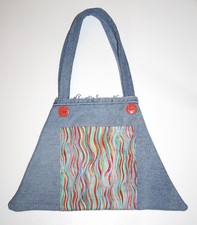 Handmade Denim Tote Made from Recycled Jeans with Pocket and Buttons Purse Bag