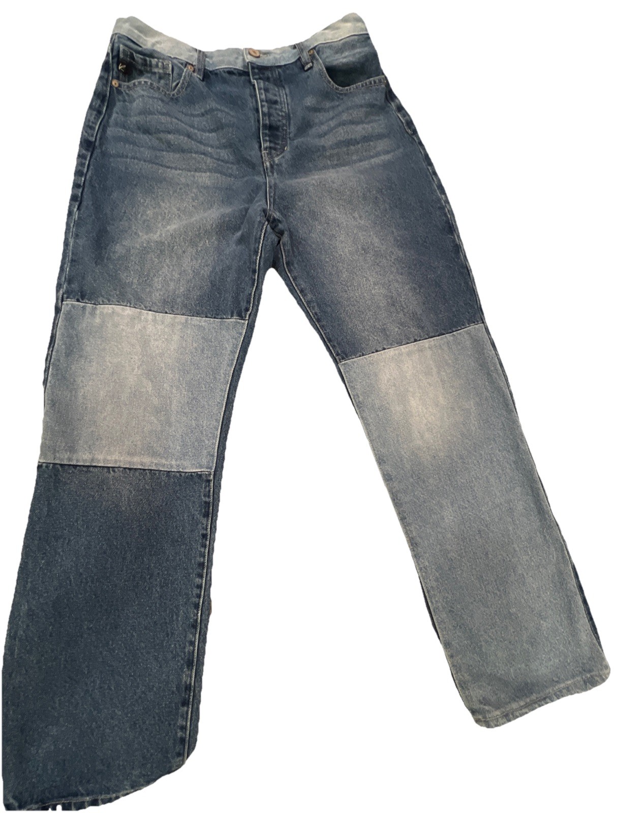 KanCan Patchwork Two Tone Button Fly Straight Leg… - image 1