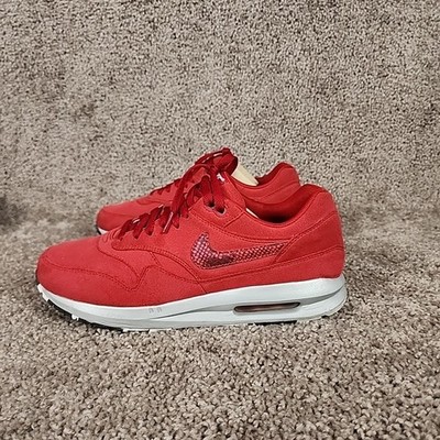 Nike iD Custom ''Eat Iron'' Airmax Lunarlon Men's Size 10 Red Suede Snakeskin Logo