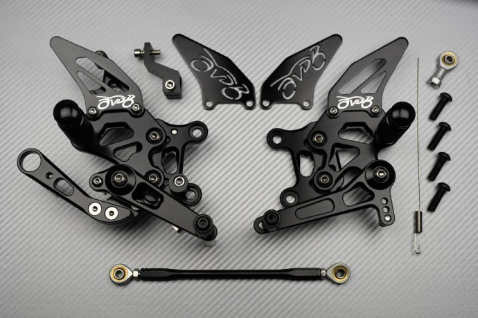 Platines Aprilia RSV4 1000 noires réglables multi-positions pour modèle RK 2009-2013