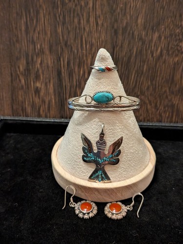 Sterling Silver Turquoise Jewelry lot Native American Bracelet Navajo 4pc