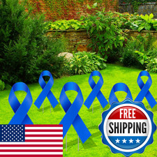 Drydiet 6 Pcs Ribbon Awareness Yard Signs Metal Stakes 14 Ribbon Health