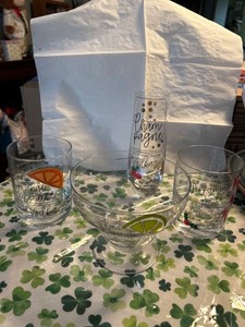 set of 4 Mud Pie Cocktail Recipe Glasses