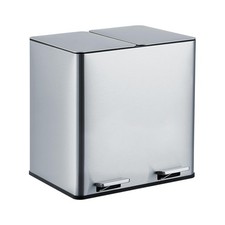 Stainless Steel Kitchen Trash Can 2x 4 Gall Dual Rectangular Step Garbage Bin
