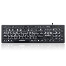 Perixx PERIBOARD-317 Wired Backlit USB Keyboard, Big Print Letter with Black