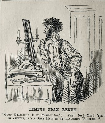 c1852 Beard & Moustache Theme (GREY HAIR) THE TEMPUS EDAX RERUM Original Print