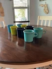 Fiestaware O Ring Handle Coffee Mugs Set Of 8 Blues And Green
