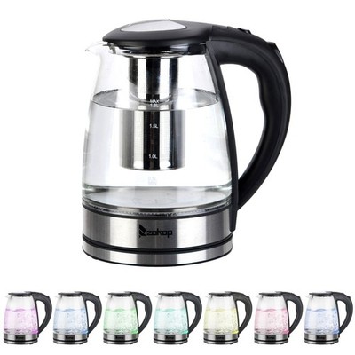 1.8L Electric Glass Kettle RGB LED Light Hot Water Kettle Tea Pot Coffee Kettle