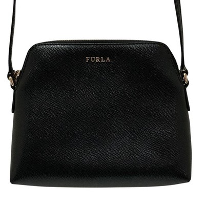 FURLA Bohème Leather Mini Shoulder Bag Pochette 19794 Black Women USED
