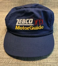 Vintage Zebco Motor Guide MotorGuide Fishing Reel Hat Cap Blue NOS