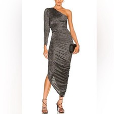 LPA Revolve Roksana Dress Midi Black Metallic Shimmer size Small