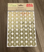 New Crafter's Square Stickers Alphabet or Letters Gold Foil Circle Shaped