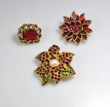Brooch Jewelry LOT vtg to now  sparkly Christmas red  rhinestone  HL75