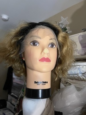 Wig Color Highlights Blond Brown 10  Medium 100% Human Hair Curly