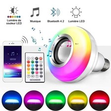 Ampoule LED Bluetooth E27 RGB Haut-Parleur Musique Dimmable Télécommande