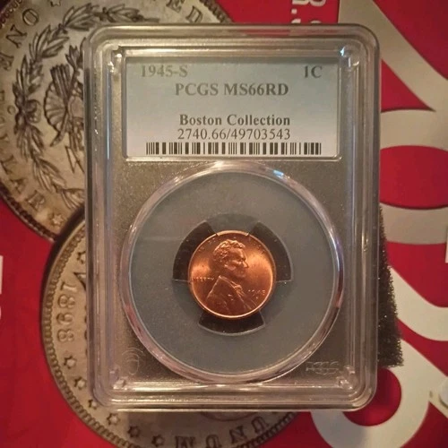 1945-S Lincoln Wheat Cent Boston Collection MS67 RD PCGS