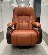 Himolla Mosel Maxi Mandarine Leather Recline & Swivel Chair Integrated Footrest