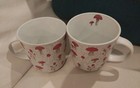 Set Of 2 Ceramic Prima Design Red & White Whimsical Peekaboo Mushroom Mugs NWOT  — photo 2