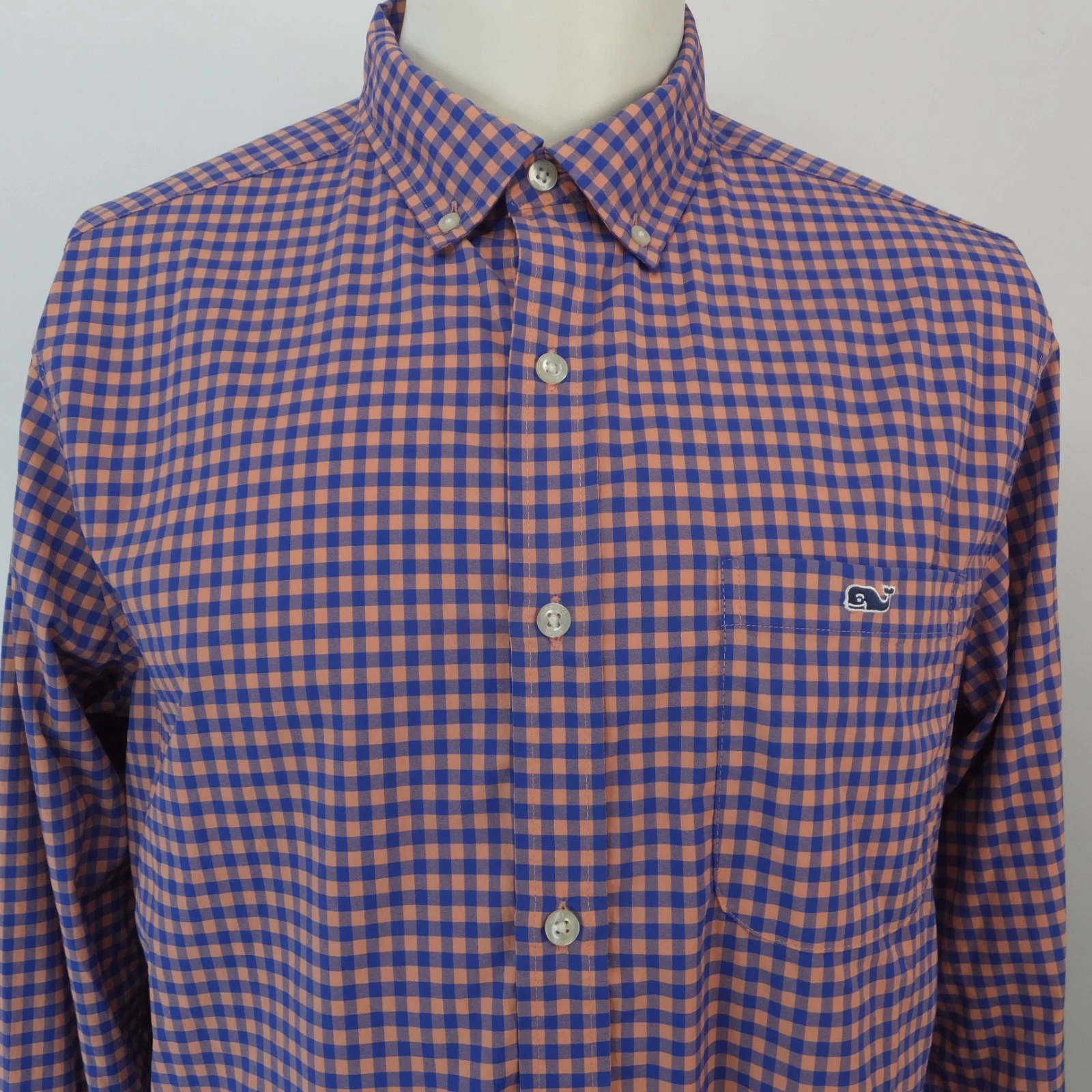 Vineyard Vines shirt Men's Large Gingham check OTG On-The-Go Performance L/S