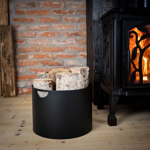 Kosz na drewno kominkowe 33 x 26 cm metal czarny malowany proszkowo kosze drewniane belki na drewno - Zdjęcie 16 z 20