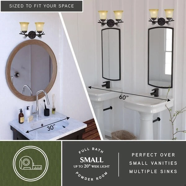 VAXCEL W0268 Sierra 2 Lámpara de tocador de baño de piña rústica de bronce claro Foto 2 de 4