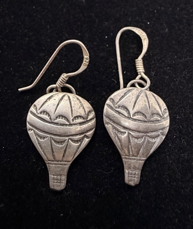 Old Pawn Navajo Native American Sterling Hot Air Balloon Hook Dangle Earrings