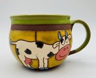 PAPAS POTTERY Signed Coffee Mug Cow Farm Mug Hand Painted Colorful — photo 2