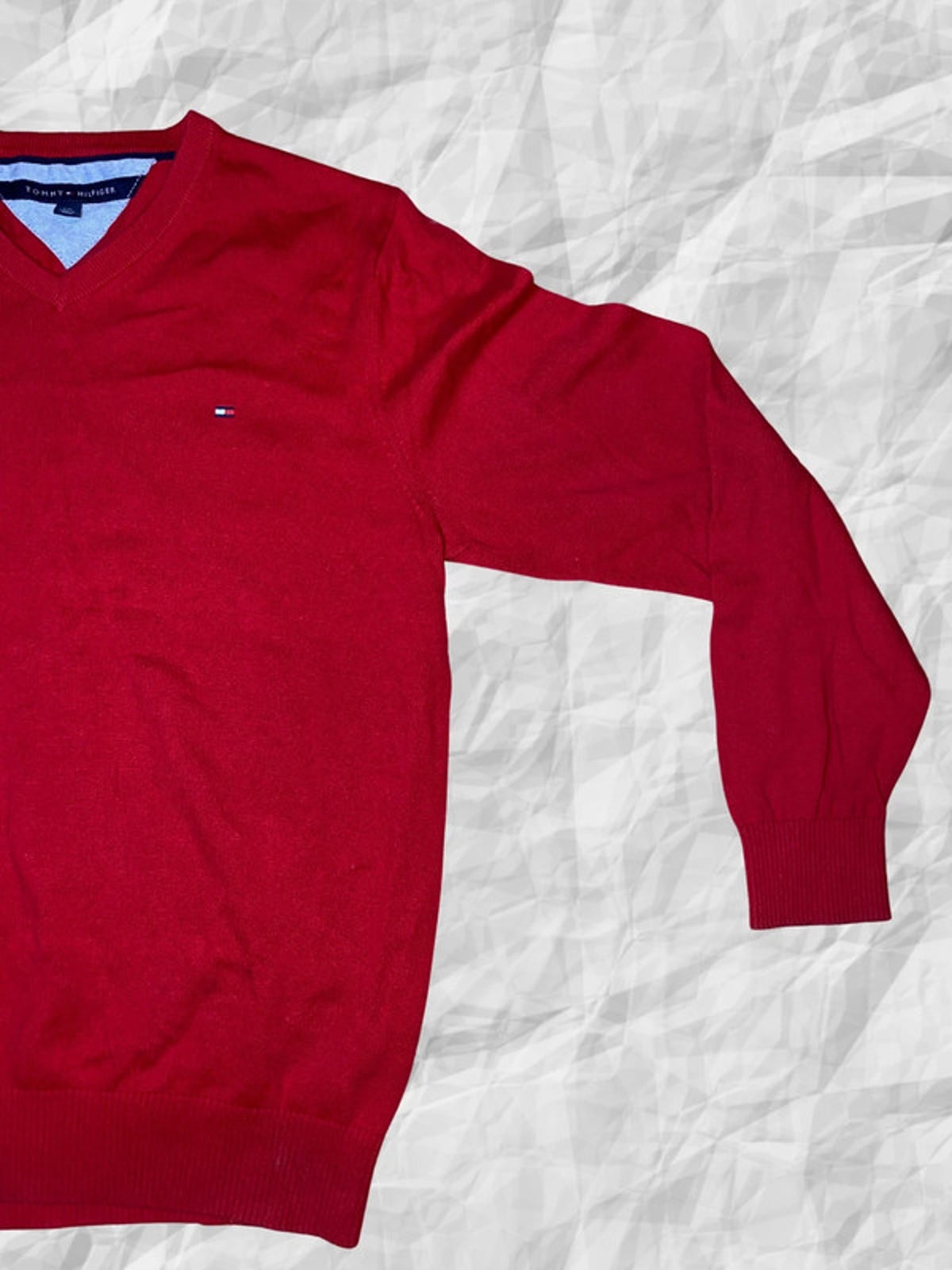 Red Tommy Hilfiger  V-Neck Size Large -RRP £125 image 4