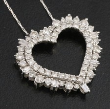 10k White Gold Necklace With Diamond Heart Shaped Pendant
