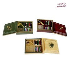 1 juego de miniaturas vintage para casa de muñecas escala 1:12 caja de costura con tapa granero