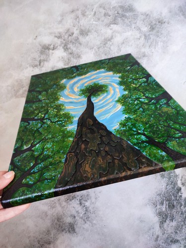Handmade Original Acrylic Painting SACRED FOREST Mystical Transcendental Art - Picture 9 of 19