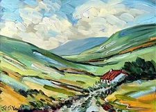 JP O’Neill Original Oil Painting – Mountain Landscape Impressionist Signed Art