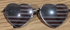 American Flag Lense Heart Shaped Glasses. One Size Fits Mosy Great Condition 4th