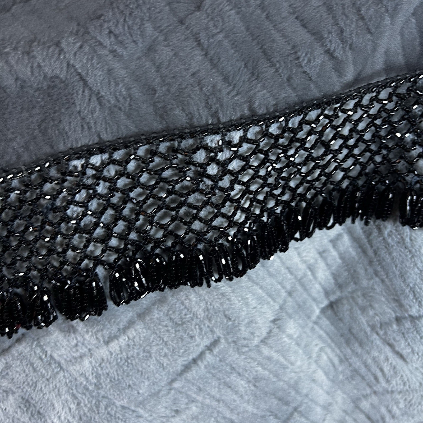 Sheer w/ 3” Beaded Border Triangular Wrap/Shawl S… - image 3