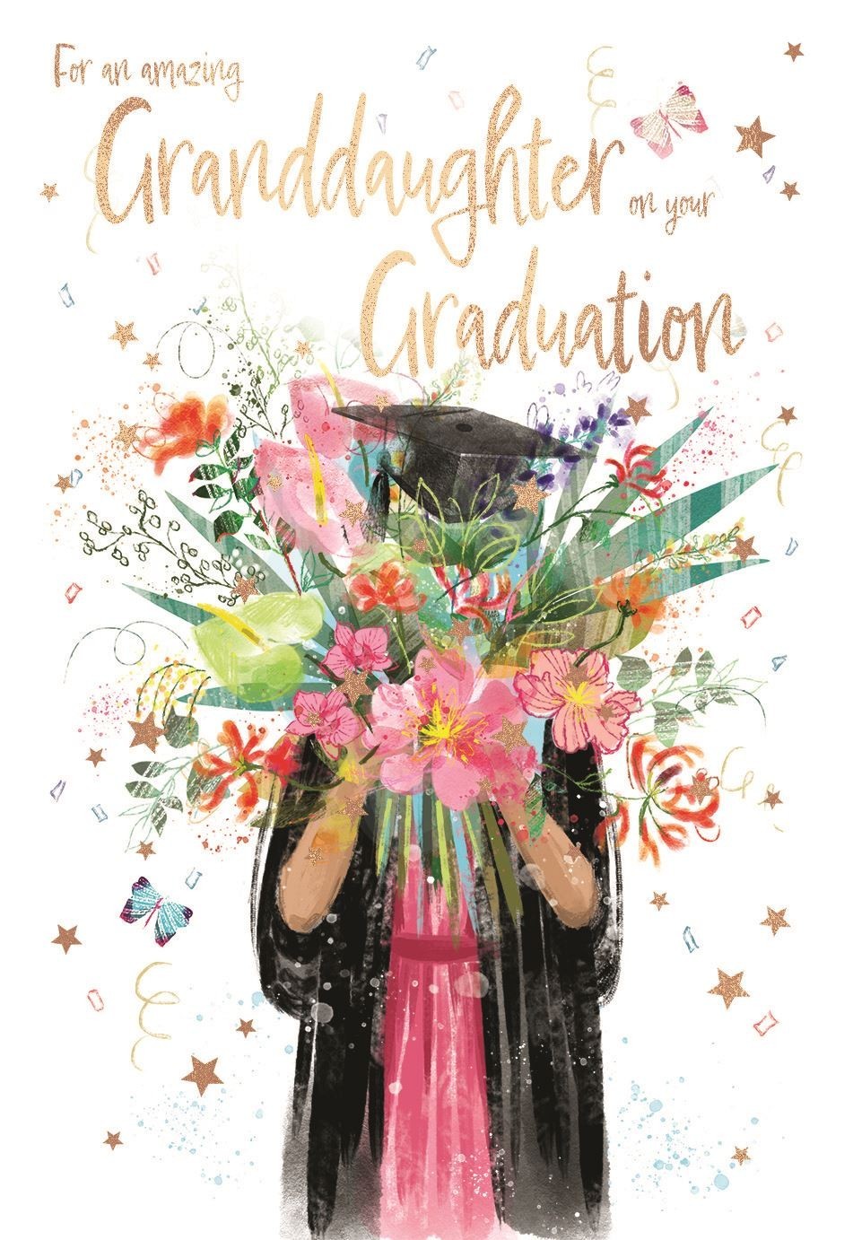 Graduation Card GRANDDAUGHTER. *9-INCH Congratulations Card. Paper pages inside*