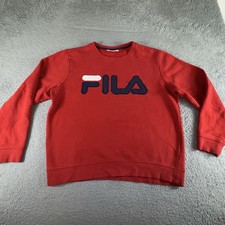 VTG FILA Sweatshirt Embroidered Logo Crew Neck Red Medium Pullover Sweater