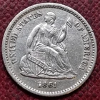 1861 Seated Liberty Half Dime 5c AU #98078