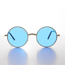 Silver Round Blue Lens Sunglasses - Tipsy