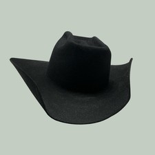 Rodeo King Black Felt Cowboy Hat Size 7 Long Oval Cattleman Crease USA Made