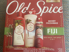 Old Spice Fiji Gift Set- Body Wash, Dry Spray, 2 in 1 Shampoo/Conditioner