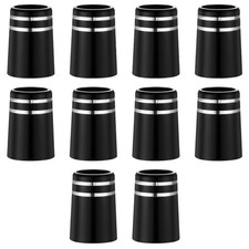 10 Pcs .370 Golf Iron Ferrules Double Silver Ring Black Taper Tip ID:0.370