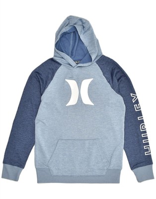 Hurley Damen Grafik Hoodie Pullover UK 14 Large blau Colourblock Polyester AV17